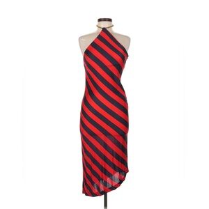 Ralph Lauren Vintage Red and Navy Diagonal Stripe Nautical Midi Dress